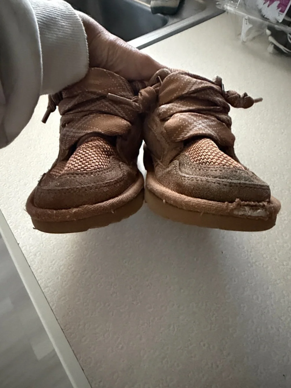 UGG Kids Tan Brown Lace-Up Cozy Boots